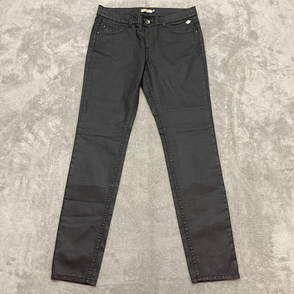 Woman DDP Coated Black Shiny stretch Jeans size 30 x 30